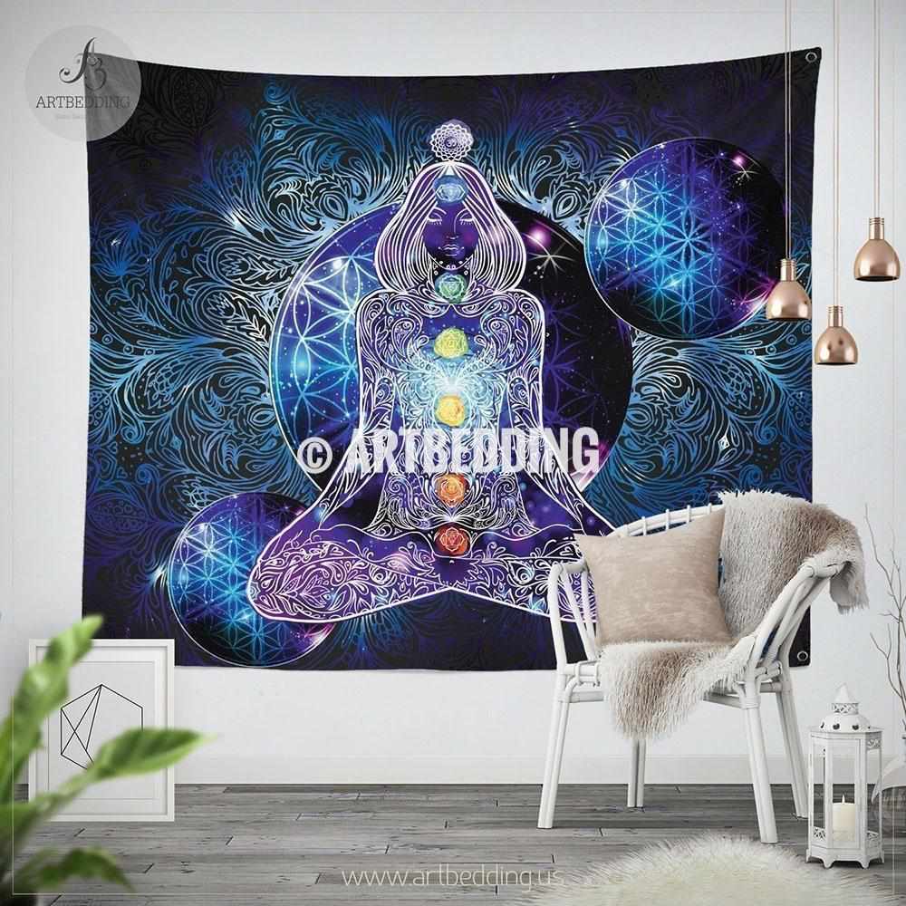Om Chakra Cotton Tapestry Wall Hanging Small Poster Home Decor