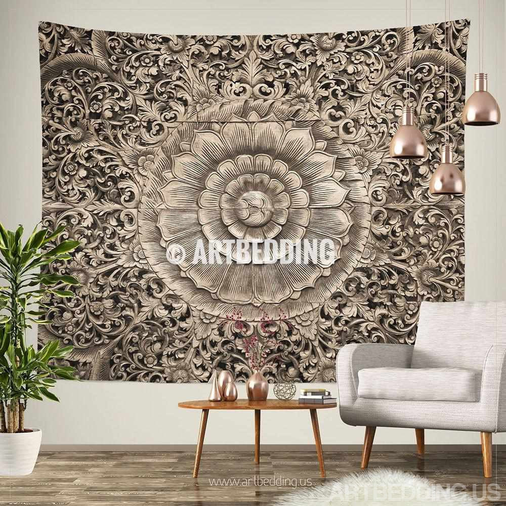 Wood carved mandala online wall art