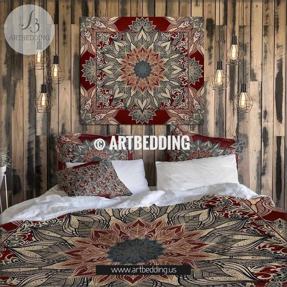 3 Pieces Set Luxury Cotton Duvet Cover Boho Bedding UO Comforter Cover Donna Cover Quilt buy Cover Maroon Bedding