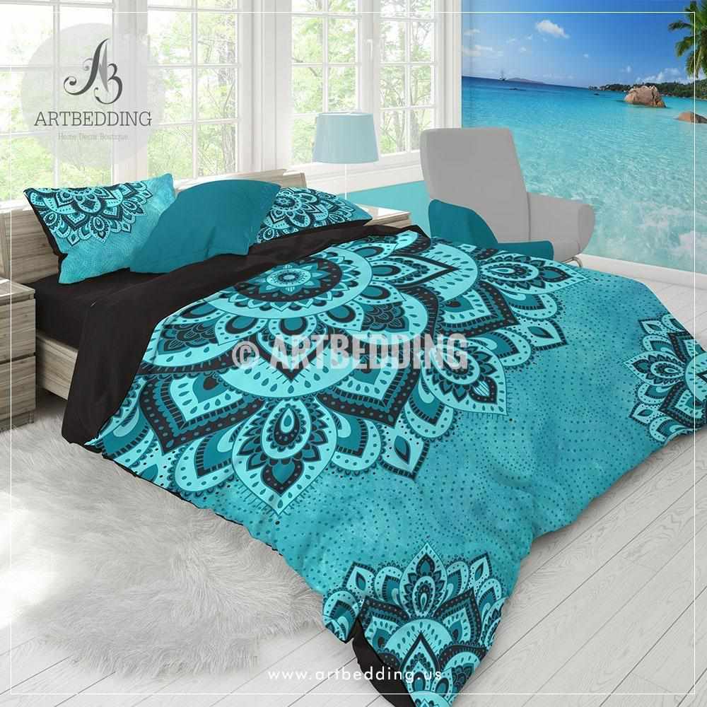 Mandala Duvet Covers - Soul Fuel | Turquoise Duvet Cover | Geometric Duvet Cover | Mandala Art Duvet | Mandala deals Bed Cover