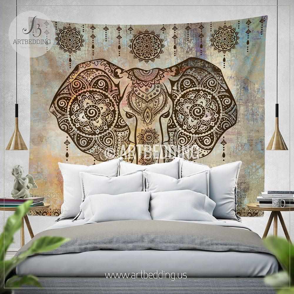 Boho Elephant Tapestry Ganesh Elephant wall hanging Indie shabby chic tapestry wall hanging bohemian wall tapestries artbedding wall art ARTBEDDING