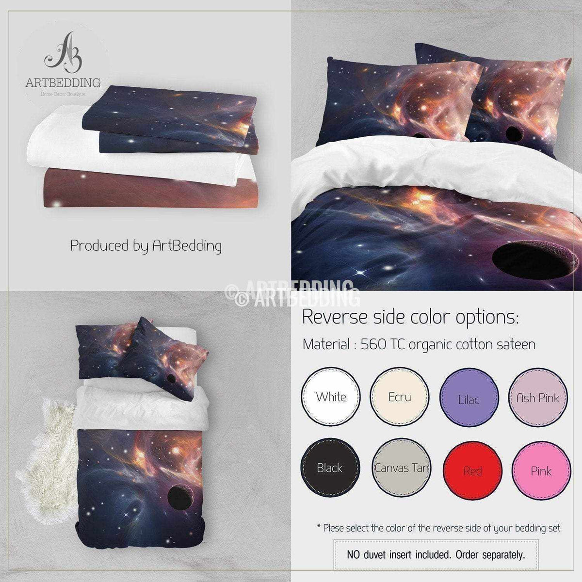 Galaxy bedding set,Blue planets in deep space duvet cover set, Stars ...