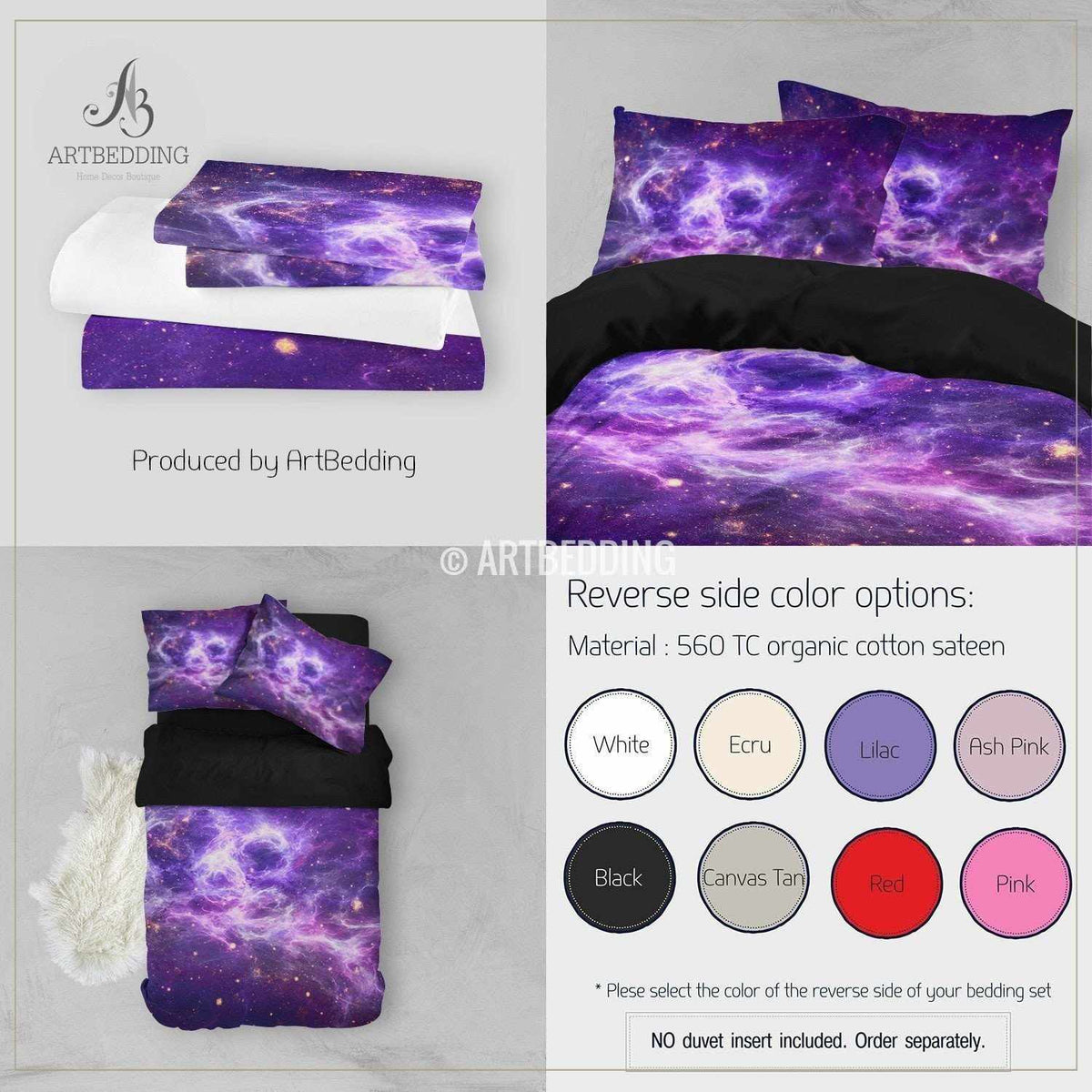 Galaxy bedding set, space duvet cover set, Stars nebula Bedding set ...