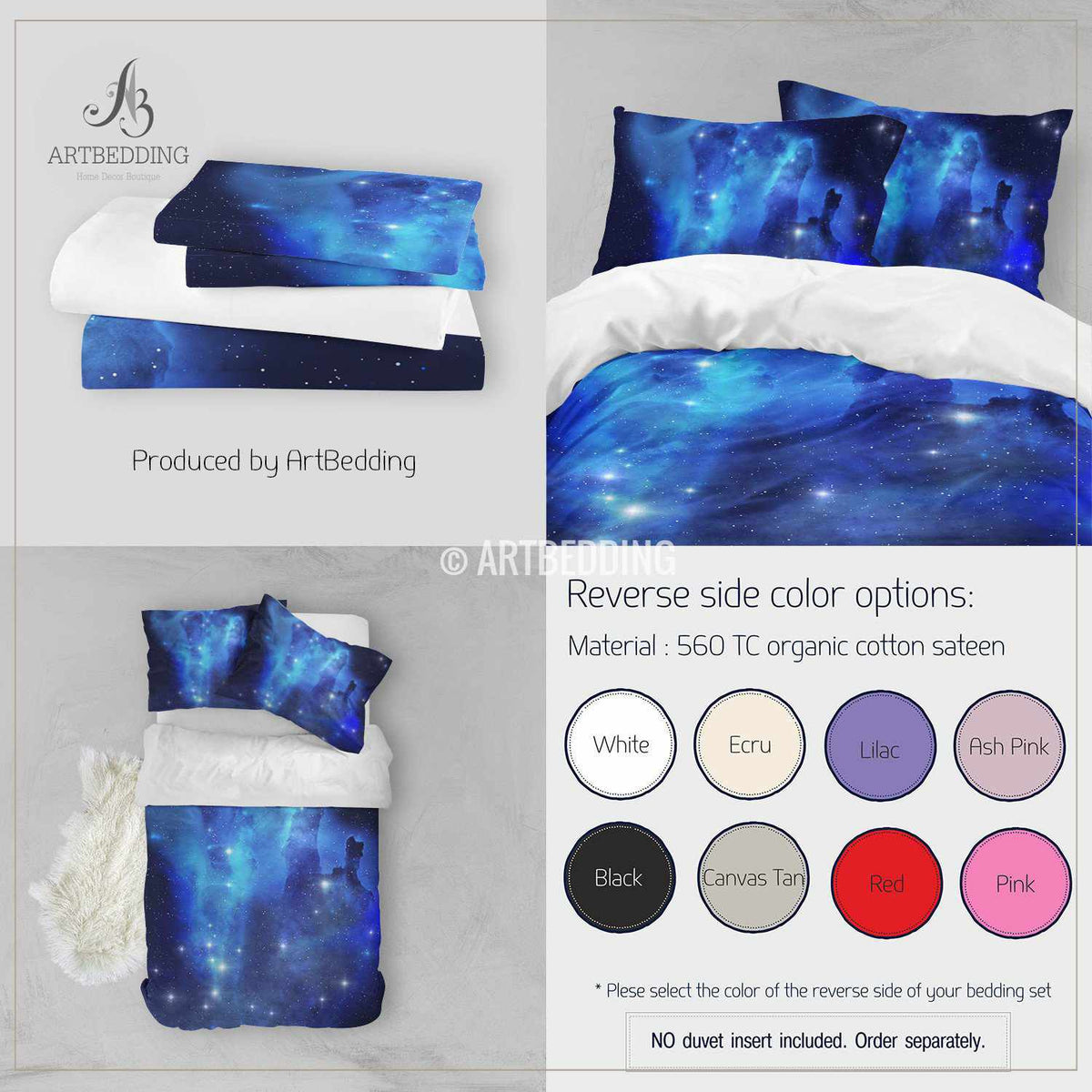 Space bedding set, Green Nebula duvet cover set, Stars in deep space ...